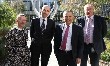From left, FSH Acting Executive Director Janet Zagari, FSH Head of Urology Prof Dickon Hayne, Health Minister Roger Cook, South Metropolitan Health Service Acting Chief Executive Paul Forden